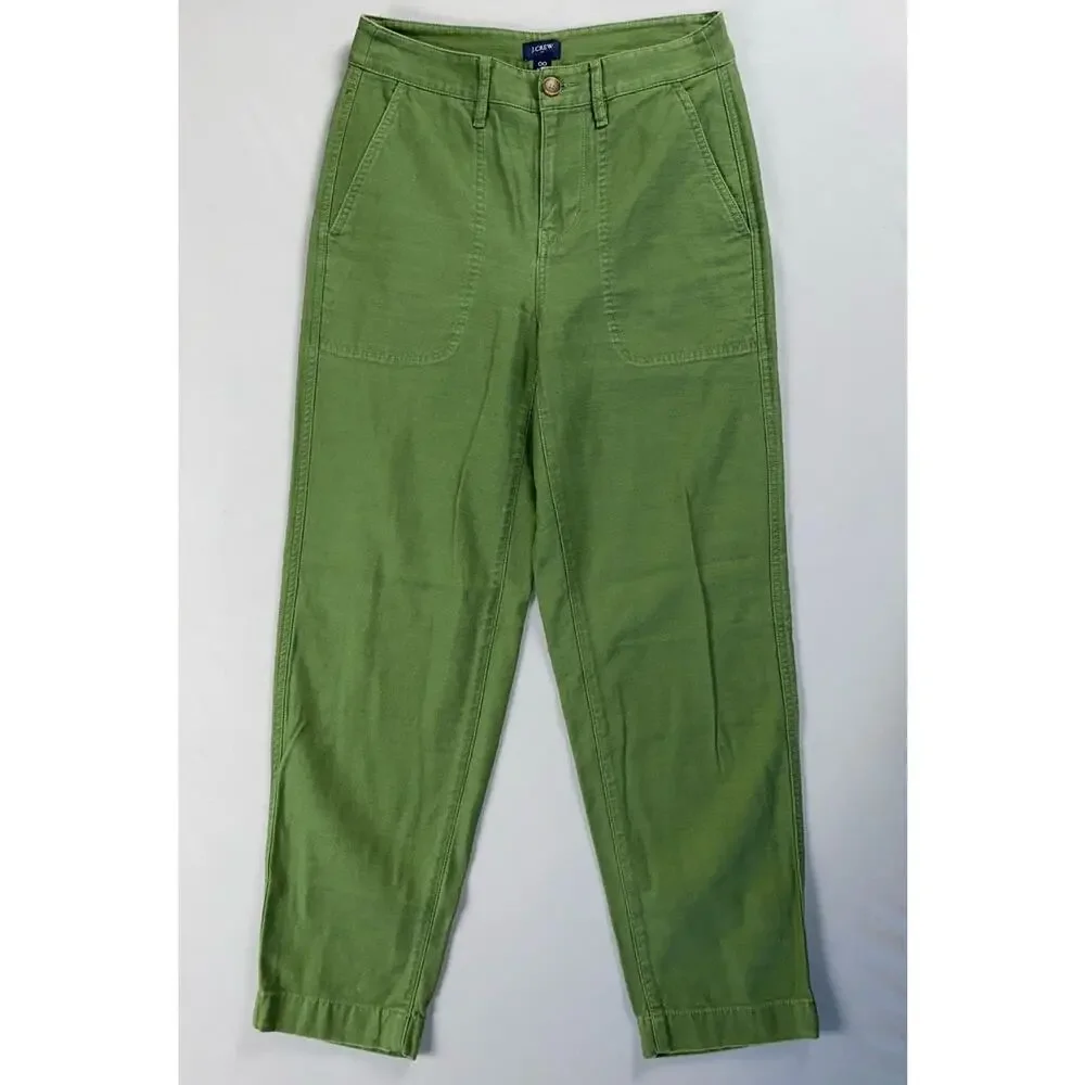 J Crew Re-Imagined BJ493 Patch Pocket Cotton Chambray Camp Pants . Women's 00 - Picture 1 of 5